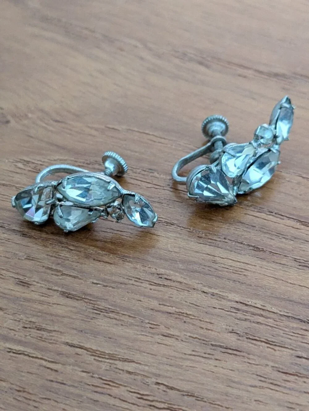 Vintage Silver Tone Filigree Swirl Screw Back Earrings Statement Costume Jewelry